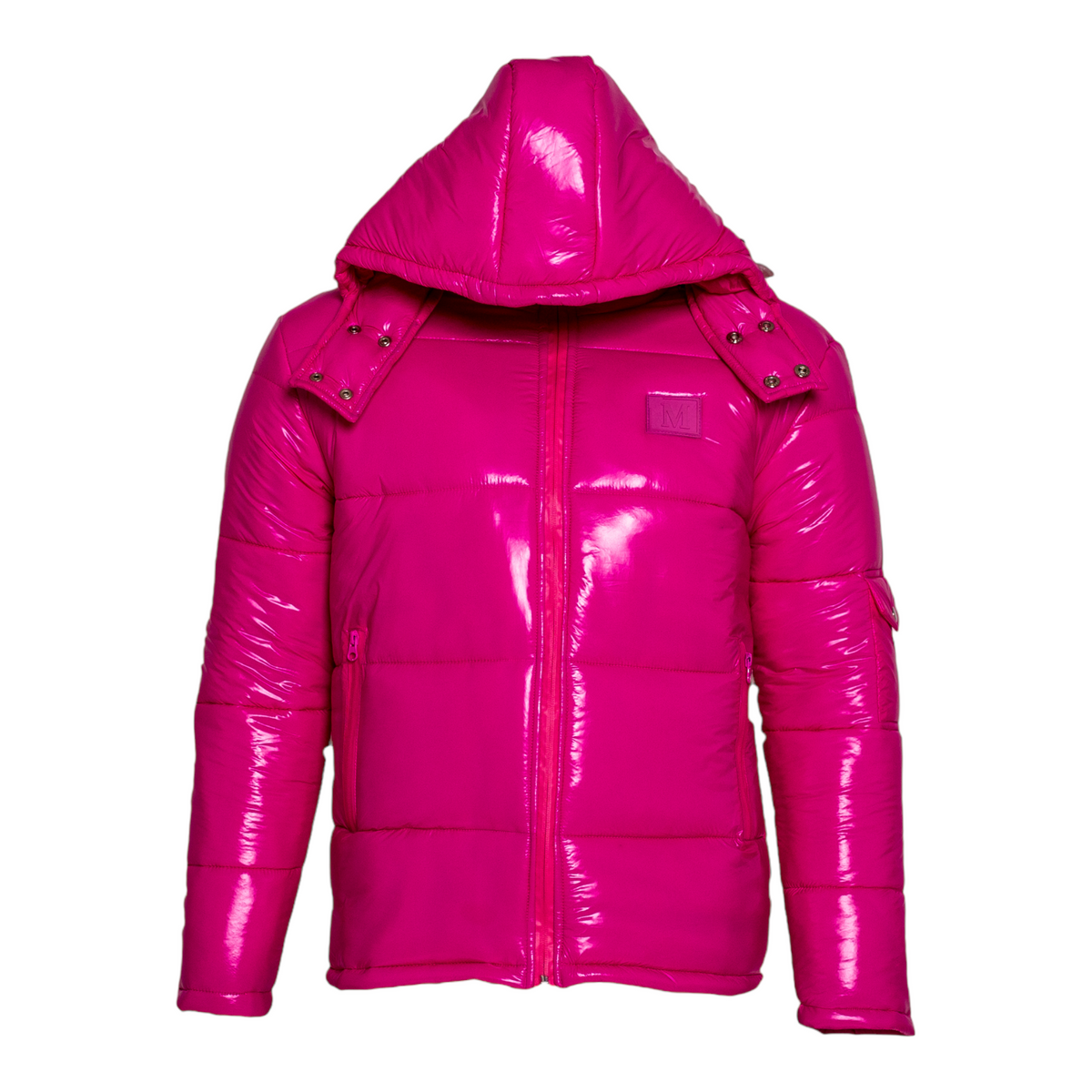 MDB Brand Men's Arctic Puffer Coat in Neon Pink