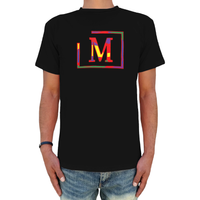 MDB Brand Men's Classic M Embroidered Logo Camouflage Pattern Tee - Black w/ Energetic Colors