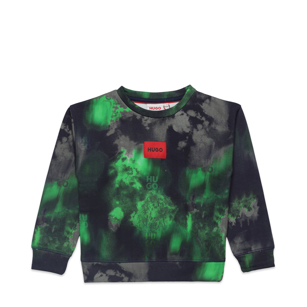 Hugo by Hugo Boss Kids Color Dyed All Over Print Crewneck Sweatshirt