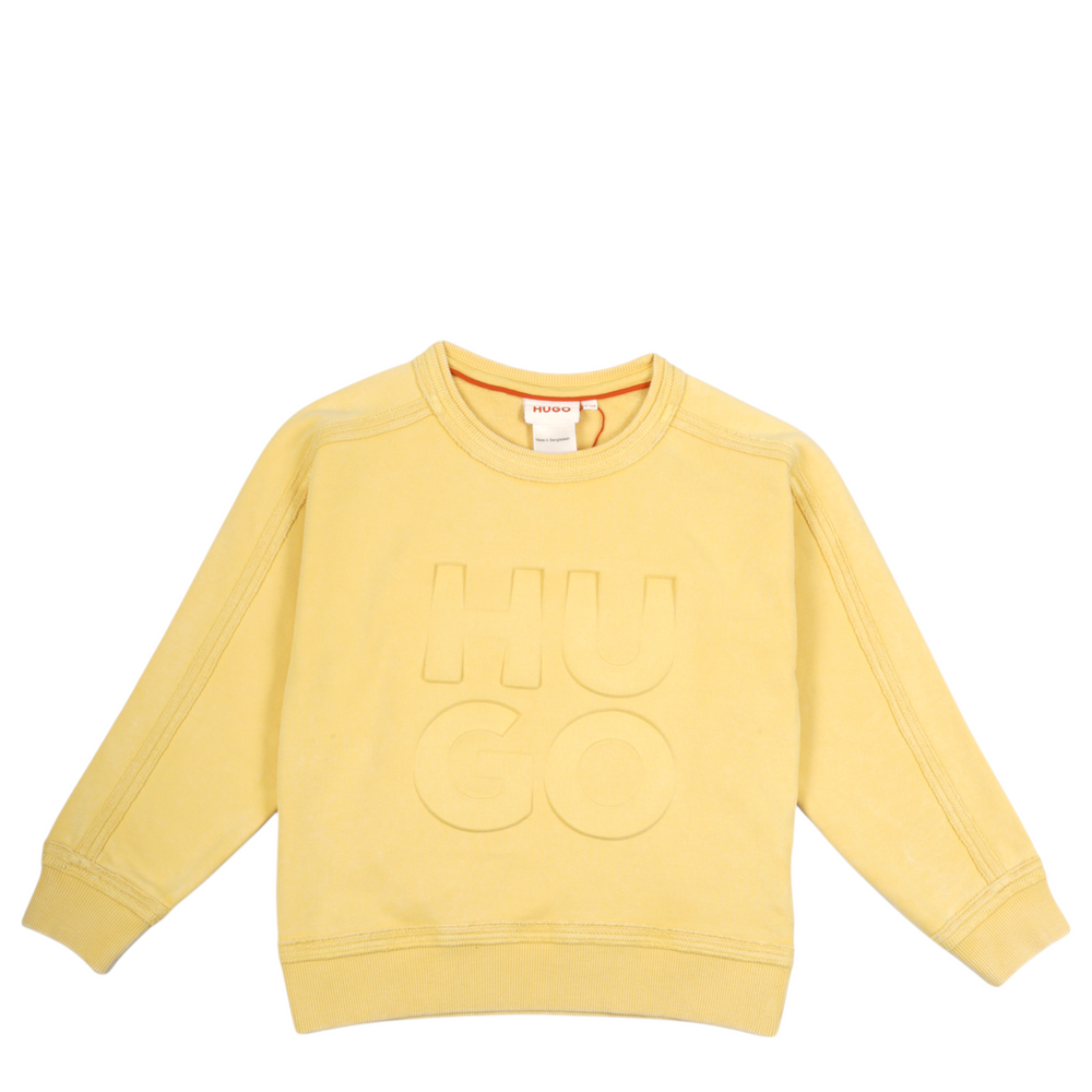 Hugo by Hugo Boss Kids Embossed/Debossed Block Logo Crew Neck Sweatshirt