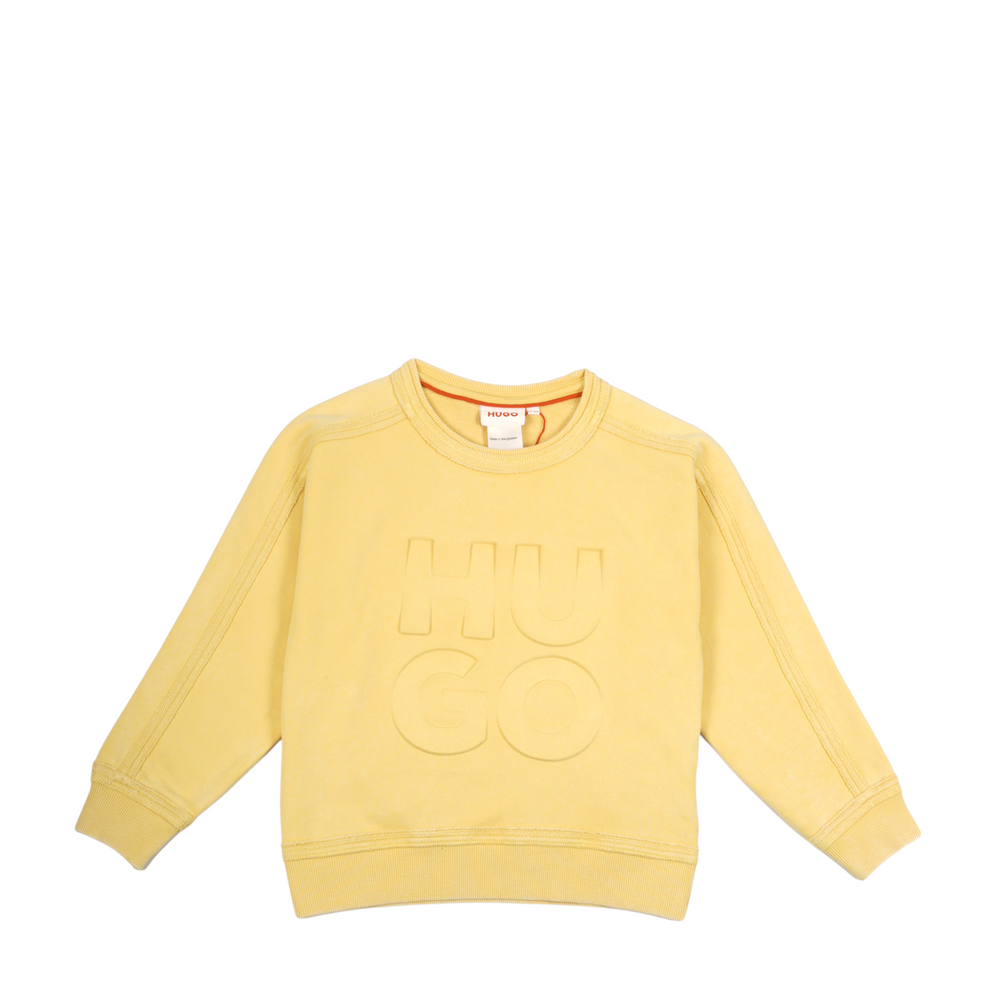 Hugo by Hugo Boss Kids Embossed/Debossed Block Logo Crew Neck Sweatshirt