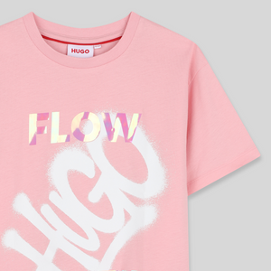 Hugo by Hugo Boss Kids 'Flow State' Iridescent Logo Graphic T-Shirt
