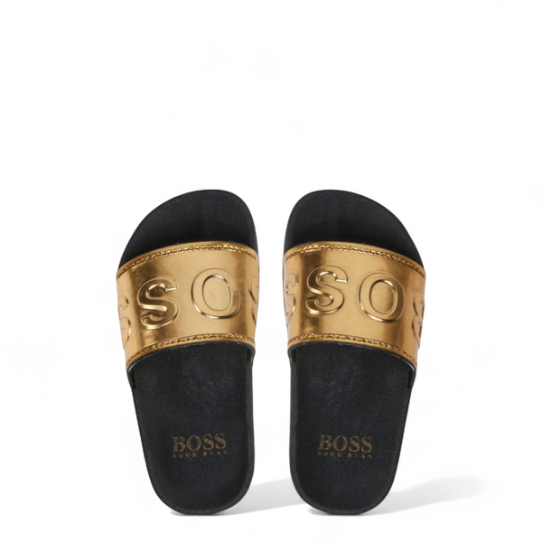 Hugo Boss Kids Gold Logo Pool Slides