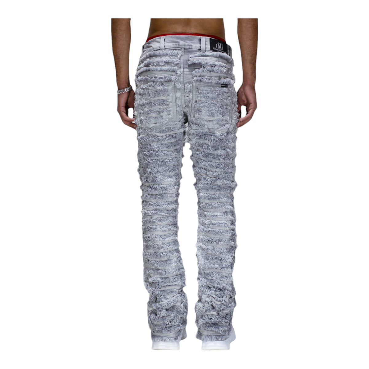 MDB Brand Dual Color Distressed Stacked Denim Jeans