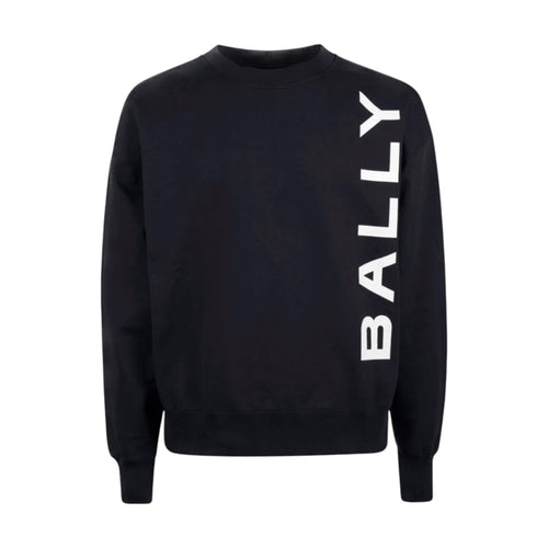 Bally Men's Side-Logo Sweatshirt in Navy Cotton