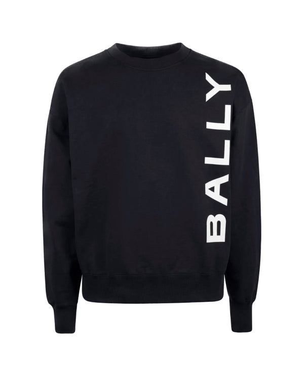 Bally Men's Side-Logo Sweatshirt in Navy Cotton