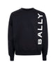 Bally Men's Side-Logo Sweatshirt in Navy Cotton
