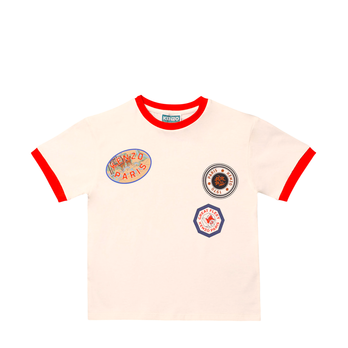 Kenzo Kids Stamp Logo Ringer Collar T-Shirt