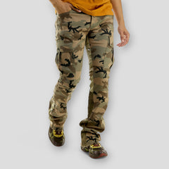Hidden Treasures Camouflage Cargo Stacked Skinny Flare Pants