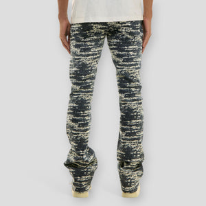 Hidden Treasures Distressed Abstract Stacked Skinny Flare Pants