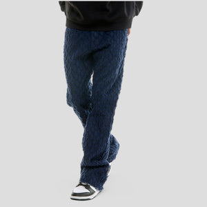 Hidden Treasures Honeycomb Frayed Pattern Slim Flare Jeans