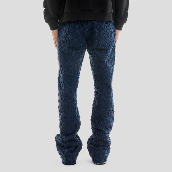 Hidden Treasures Honeycomb Frayed Pattern Slim Flare Jeans