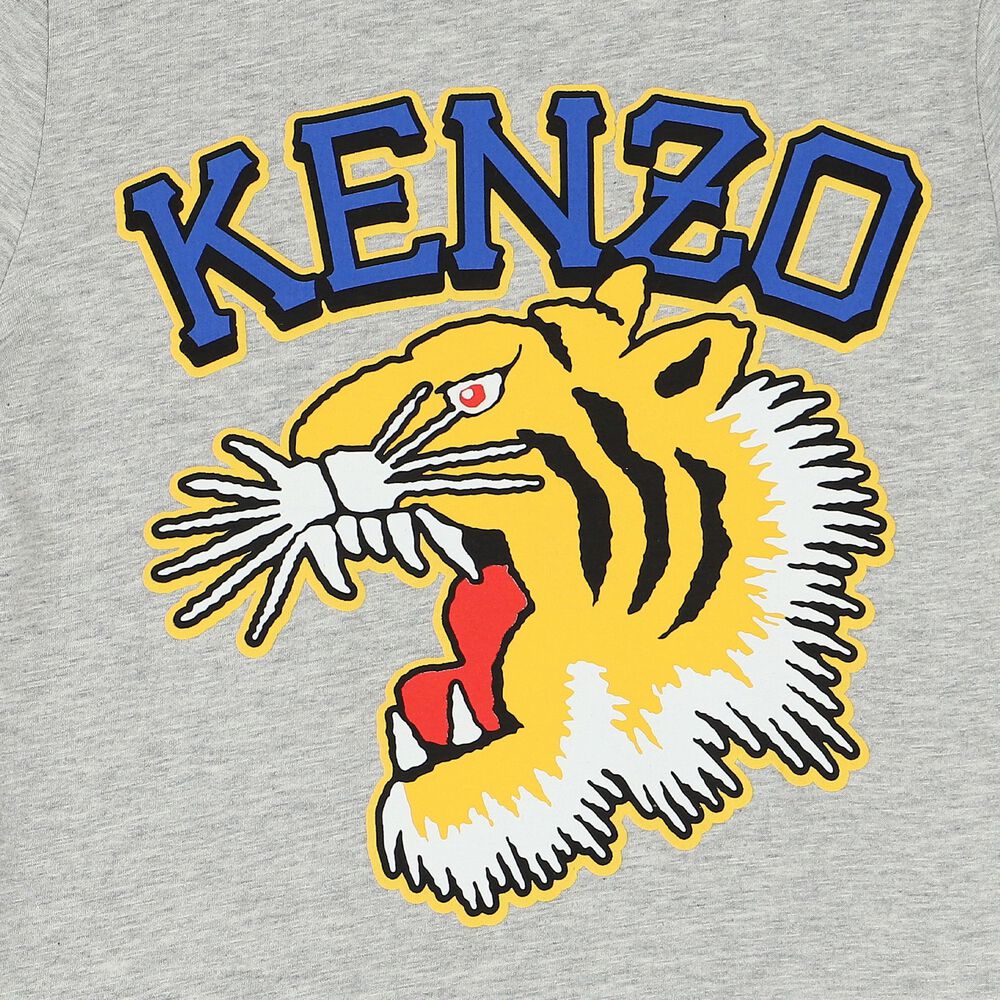 Kenzo Kids Varsity Tiger Ringer Collar Short Sleeve T-Shirt