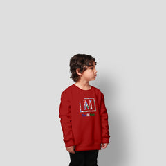 MDB Brand Kids "M" Swirl Embroidered Logo Crewneck Sweatshirt - Red/Green/Blue Swirl