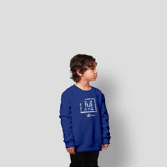MDB Brand Kids "M" Swirl Embroidered Logo Crewneck Sweatshirt - Blue Swirl