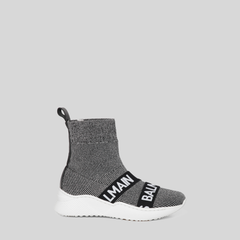 Balmain Kids Grey Knit Sock Shoe