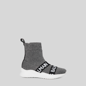 Balmain Kids Grey Knit Sock Shoe