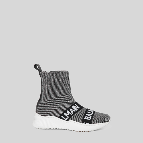 Balmain Kids Grey Knit Sock Shoe