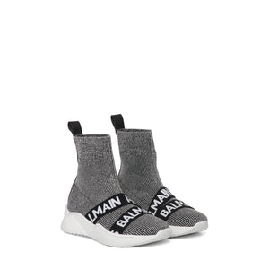 Balmain Kids Grey Knit Sock Shoe