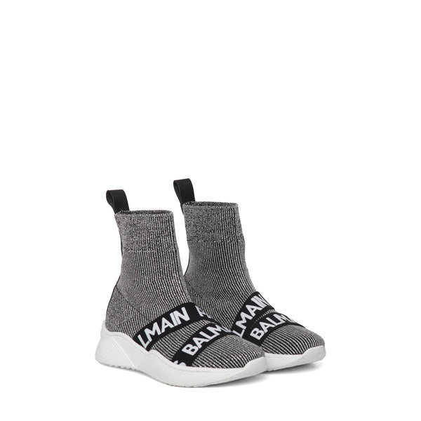Balmain Kids Grey Knit Sock Shoe