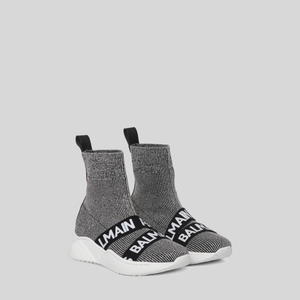 Balmain Kids Grey Knit Sock Shoe