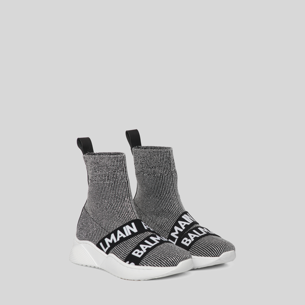 Balmain Kids Grey Knit Sock Shoe
