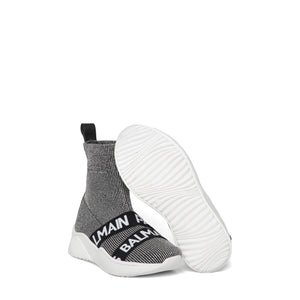 Balmain Kids Grey Knit Sock Shoe