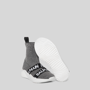 Balmain Kids Grey Knit Sock Shoe