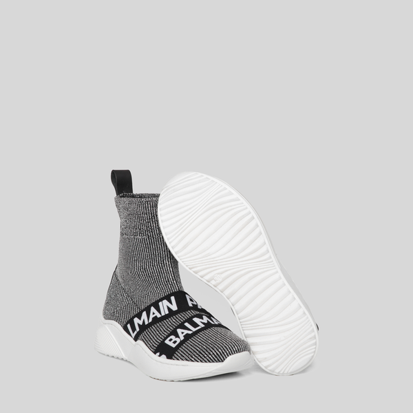 Balmain Kids Grey Knit Sock Shoe
