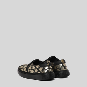 Balmain Kids Monogram Print Slip-On Sneakers