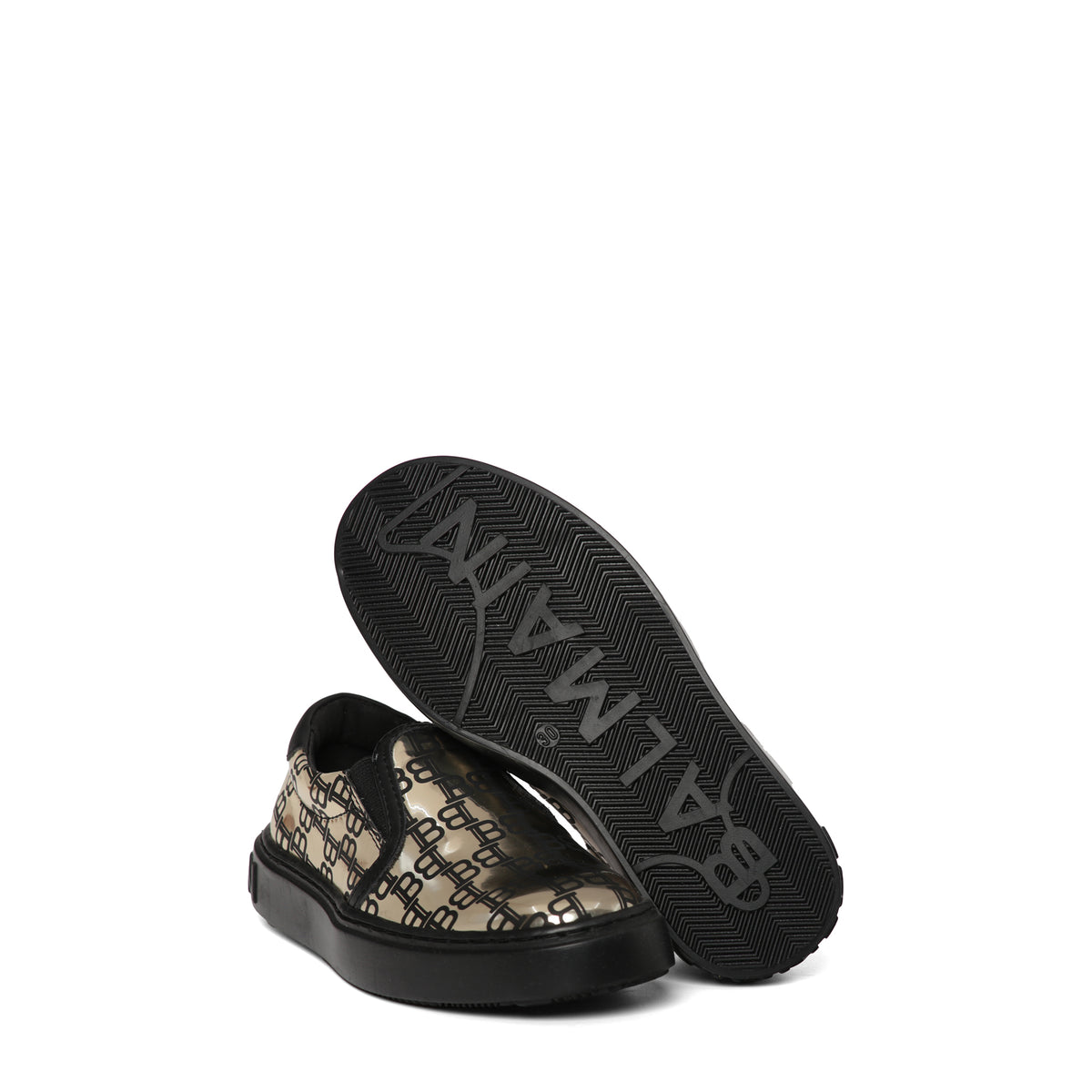 Balmain Kids Monogram Print Slip-On Sneakers
