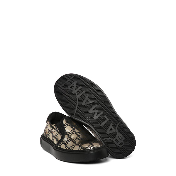 Balmain Kids Monogram Print Slip-On Sneakers