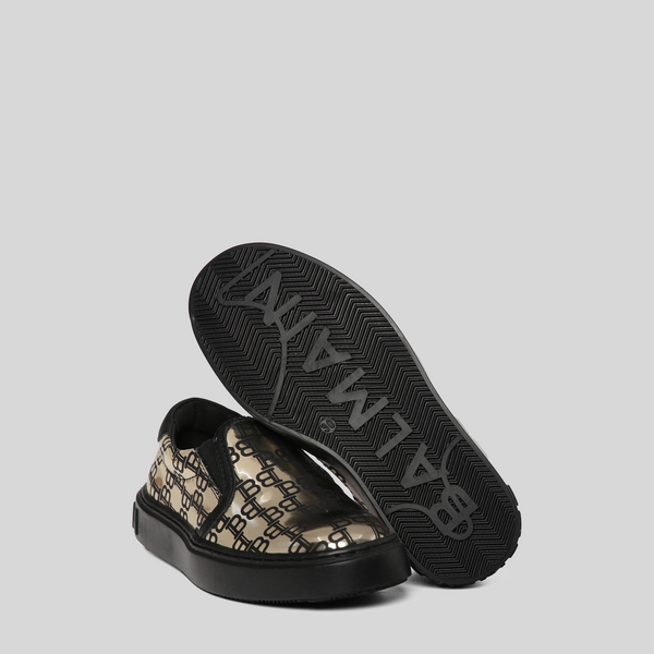 Balmain Kids Monogram Print Slip-On Sneakers