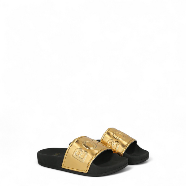 Hugo Boss Kids Gold Logo Pool Slides