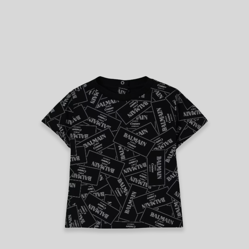 Balmain Kids Toddler's Monogram Label Logo T-Shirt