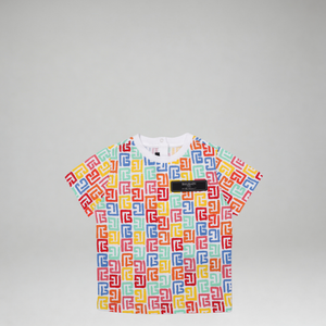 Balmain Kids Multicolor Monogram 'PB' Logo T-Shirt