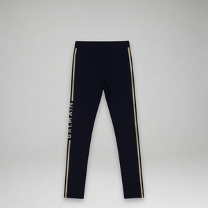 Balmain Kids Girl's Striped Logo Leggings