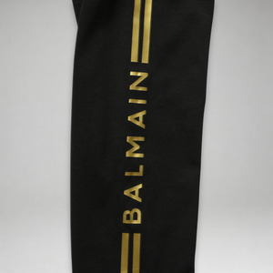 Balmain Kids Girl's Striped Logo Leggings