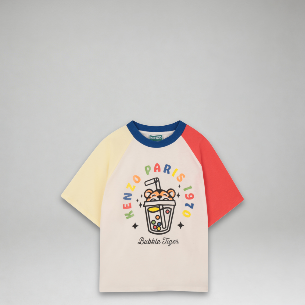 KENZO Kids 'Bubble Tiger' Raglan Jersey Colorblock T-Shirt