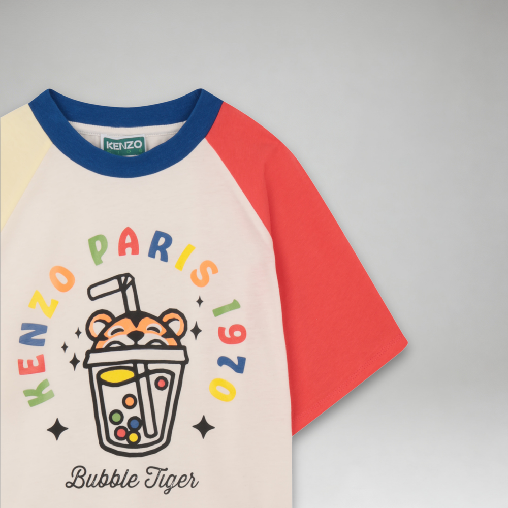 KENZO Kids 'Bubble Tiger' Raglan Jersey Colorblock T-Shirt