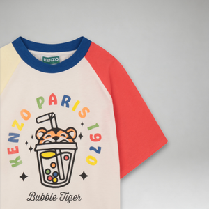 KENZO Kids 'Bubble Tiger' Raglan Jersey Colorblock T-Shirt