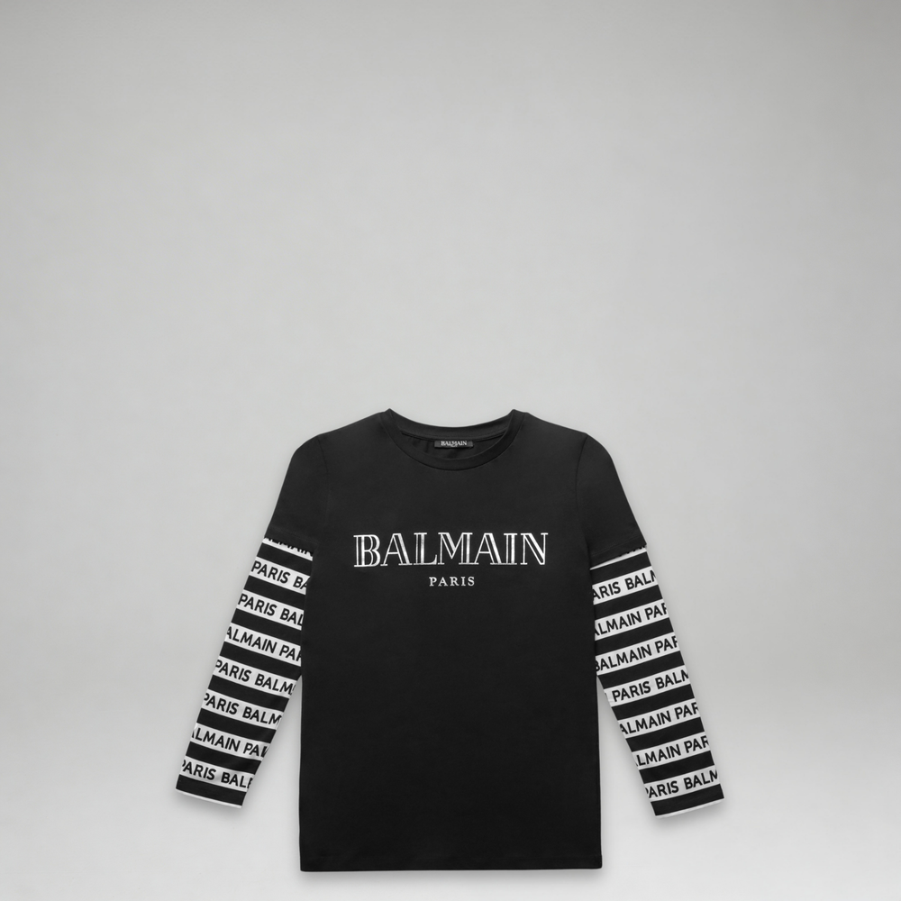 Balmain Kids Long Sleeve Institutional T-Shirt
