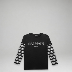 Balmain Kids Long Sleeve Institutional T-Shirt
