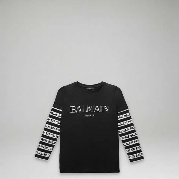 Balmain Kids Long Sleeve Institutional T-Shirt