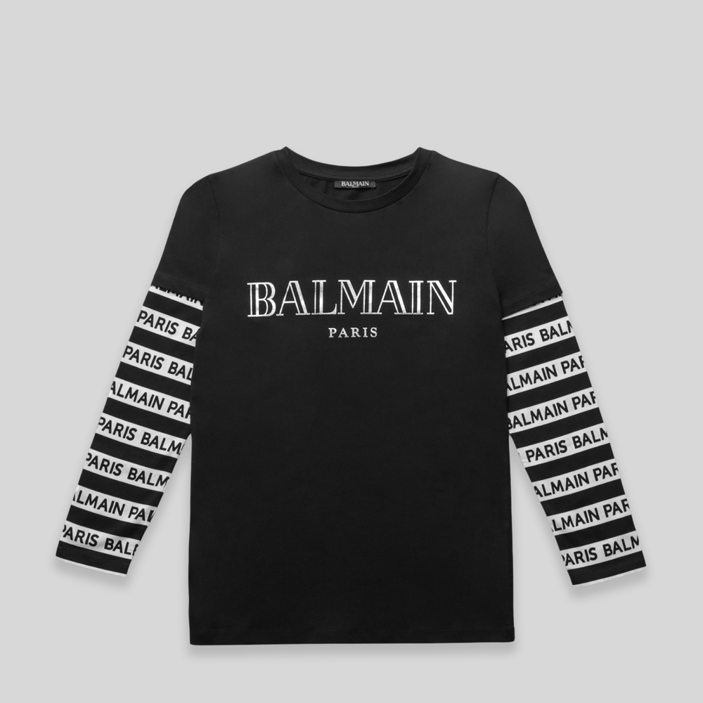 Balmain Kids Long Sleeve Institutional T-Shirt