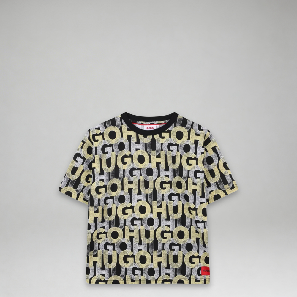Hugo by Hugo Boss Kids All-Over Print Text Logo T-Shirt