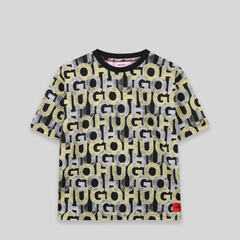 Hugo by Hugo Boss Kids All-Over Print Text Logo T-Shirt
