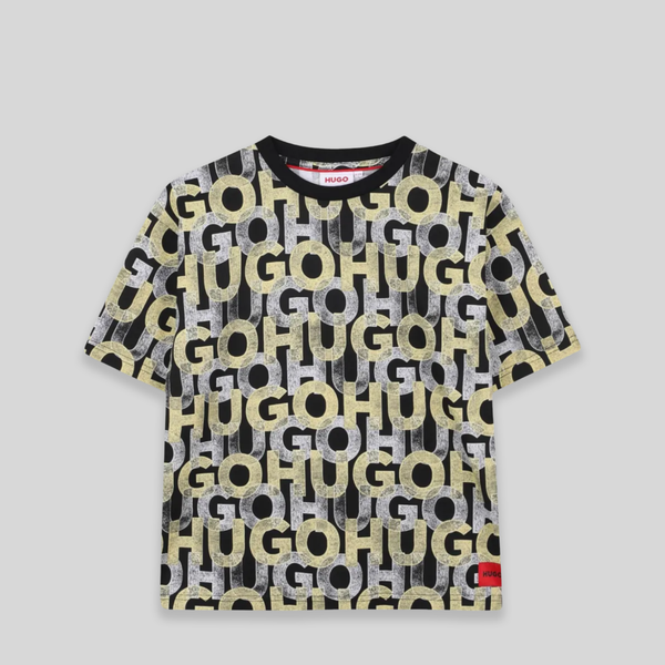 Hugo by Hugo Boss Kids All-Over Print Text Logo T-Shirt