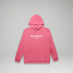 Balmain Kids Flocked Logo Hoodie Sweatshirt