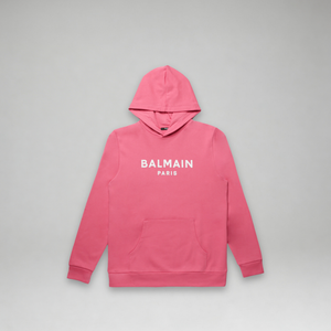 Balmain Kids Flocked Logo Hoodie Sweatshirt